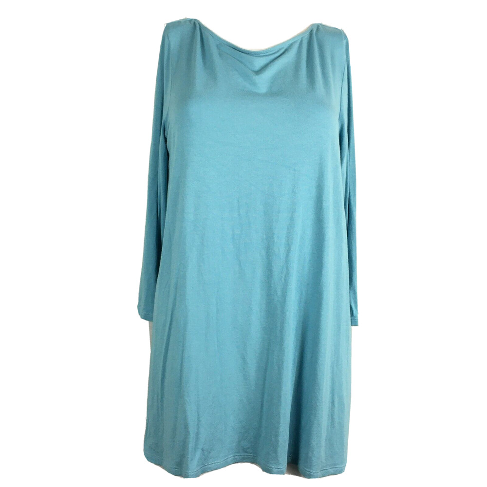 J. Jill Wearever Shirt Womens Sz S Aqua Blue Stretch Knit Long Sleeve Tunic Top